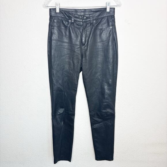 Rag and Bone Black Lamb Leather Skinny Pants 26 - Picture 2 of 12